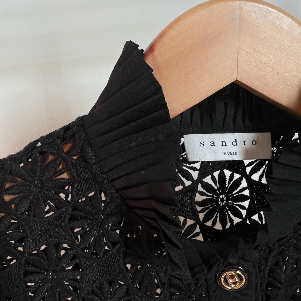 Sandro Short-Sleeved Lace Embroidered Dress